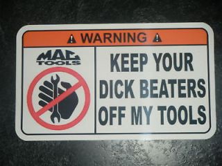 MAC Tool Box Warning Sticker   Gold   Snap on Funny