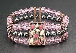 Magnetic Bracelet Hematite Bead Therapy Pink Crystal Stone Free 