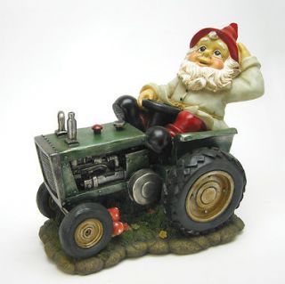 Plowing Pete on His Tractor Garden Gnome Statue Forest Design Toscano