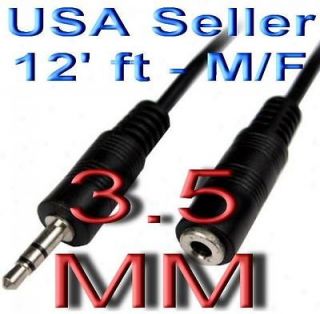 12 ft 3.5mm Male to 3.5mm Female M/F Audio Stereo Headphone Extension 