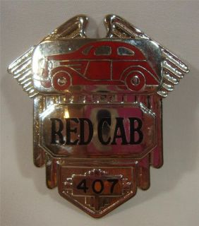 Red Cab Metal Badge Taxi Cab Driver Transportation Pin Tag