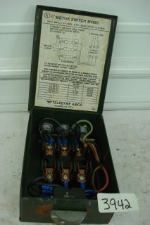 Teledyne AMCO 1 HP Motor Drive Switch Box M4683 250 V, 10 AMP,3 PH,50 