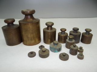   Old Metal Solid Brass Small Various Gram Measuring Scale Weights