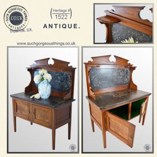   Wash Stand Marble Top Late Victorian Washstand Vanity Table c1900