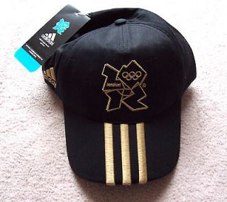 London 2012 Official Baseball Cap   Adidas   black with gold stripes 