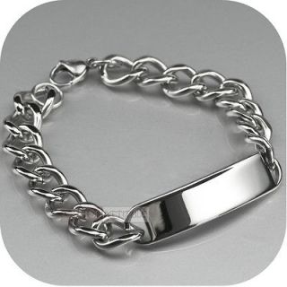 Stainless Steel Curb Chain ID Name Tag Engravable Bracelet