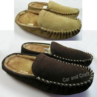 Nautica Mens Genuine Leather Slippers Garden Shoes Style Beige 