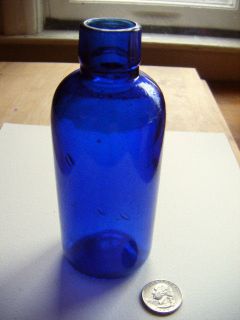 cobalt blue antique medicine tooled top emb.Mulford Co