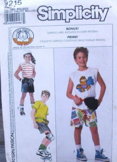   9215 GARFIELD SHORTS KNIT TOP SHIRT FANNY PACK SEWING PATTERN S M L