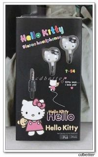 New Child Portable COOL Black Hello Kitty Earphone with Microphone 