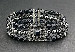 New Magnetic Bracelet Hematite Bead Black Crystal Therapy Stretch Free 
