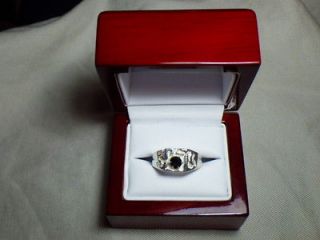 Mens 0.50ct Black Diamond Ring Appraised $600.00 Gold Nugget Style Sz 