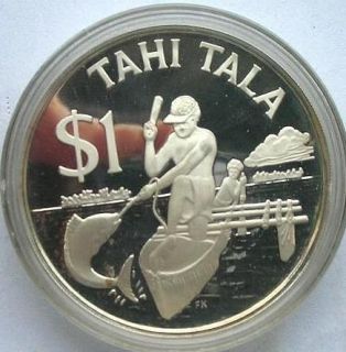 Tokelau 1982 Outrigger Canoe Tala Silver Coin,Proof