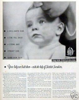   Advertising Squibb Cod Liver Oil Bottled Sunshine Healthy Baby
