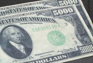 5000 dollar bill in Paper Money US