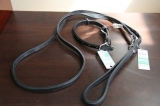   Stewart DESIGNER Leather Dog Collar AND Leash SET in BLACK   SMALL