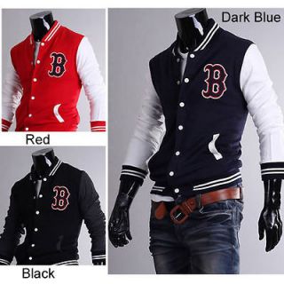 J96 New Stylish Slim Fit Mens Baseball Sports Jackets Coats 3 Colors 4 