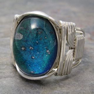Color Changing Mirage Mood Bead Sterling Silver Wire Wrapped Ring ANY 