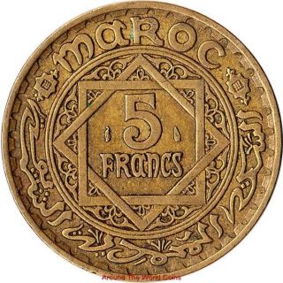 1946 (AH 1365) French Morocco 5 Francs Large Coin Y#43
