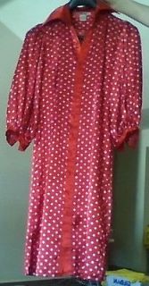 SANS SOUCI RED BUTTON UP FRONT DRESS WITH WHITE POLKA DOTS,SIZE S 3/4 
