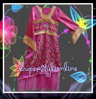 Mulan Fancy Dress Chinese Oriental Girls Costume Pink Princess Dress 