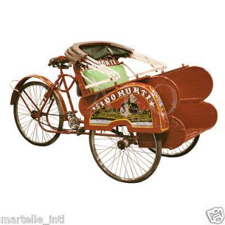   Becak Rickshaw Tricycle Bicycle Antique Red Cab Pedicab Taxi Bike Java