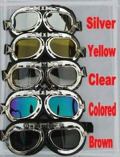 Vintage Style Aviator Pilot Cruiser Motorcycle Goggles Helmet Glasses
