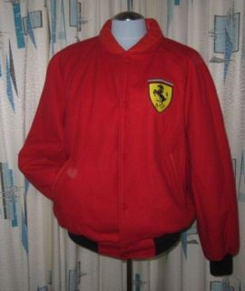 Sweet 1996 Red Ferrari Car Emblem Lettermans Jacket, Snap Front Wool 