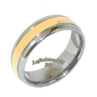   Ion Plated Center Womens Plain Two Tone Wedding Tungsten Ring Size 8