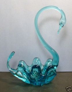 Altaglass Swan in a Clear Blue Glass