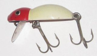 VINTAGE SHAKESPEARE WHITE RED HEAD GLO LIT SWIMMING MOUSE FISHING LURE 