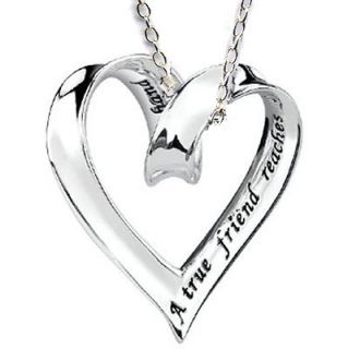   Best Friend Sliding Ribbon Heart Charm Silver 925 Friendship Necklace