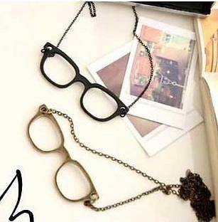 Korean Style Fashion Special Glasses Pendant Necklace Chain 2 Colors