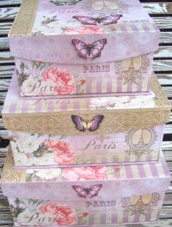   Choice Paris Mauve Butterfly Flap Lid Decorative Nesting Boxes