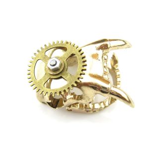   ANTIQUED VINTAGE TOOTH GEAR TEETH RING SIZE 8 GOLD TONE JEWELRY SP114