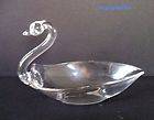 Mid Century Depression Art Glass Small Swan Figurine Dish Bowl