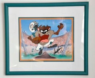 Touchdown Taz Cel Miami Dolphins, Warner Brothers Cartoon, signed by 