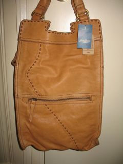 NWT Lucky Brand Leather ABBEY ROAD FOLDED TOTE X BODY BAG Dune