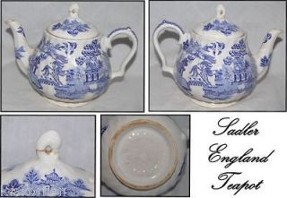 Antique Sadler Teapot Blue Willow Transfer Decorated England