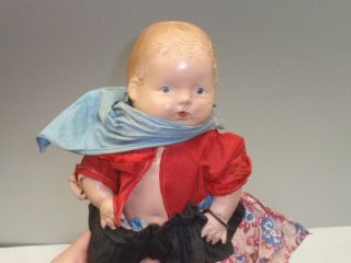 Antique Rubber Baby Doll 1920s Old w/ Clothes Dress NR