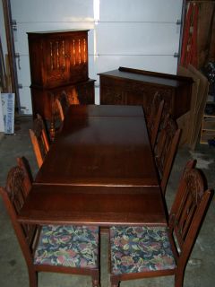 Antique Early 1900s Bernhardt Furniture Company Dark Wood Dining Room 