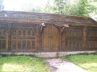 Carved Antique Grand Teak Palace Door Entrance Wall Architectural 