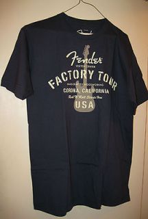 New Fender Guitars Visitor Center Factory Tour Shirt   Navy Blue 