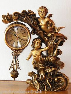   Gift Cherubs Mantel Table,Shelf Clock w/Pendulum Grand Floor Clock