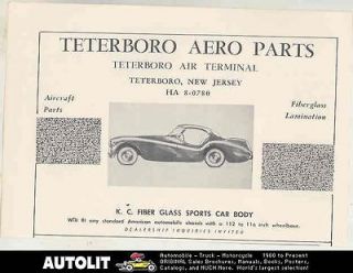1953 KC Fiberglass Kit Car Body Dealer Ad Teterboro NJ