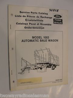 New Holland 1003 Automatic Bale Wagon Parts Manual
