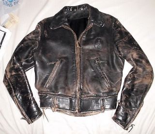   Horsehide Motorcycle Police Jacket Cal Leather 1950s Superb Harley