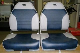 WISE DELUXE HI BACK BOAT SEAT, GREY/NAVY, TWO WD588 WITH SWIVEL