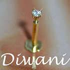   Diamond Solitaire Lip Labret Nose Screw Piercing Pin Stud Ring 14k