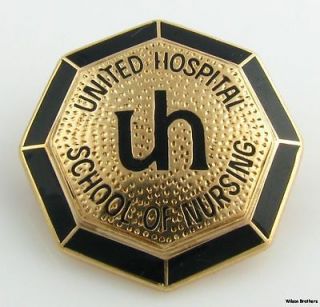Vintage United Hospital School of Nursing Pin   14k Solid Yellow Gold 